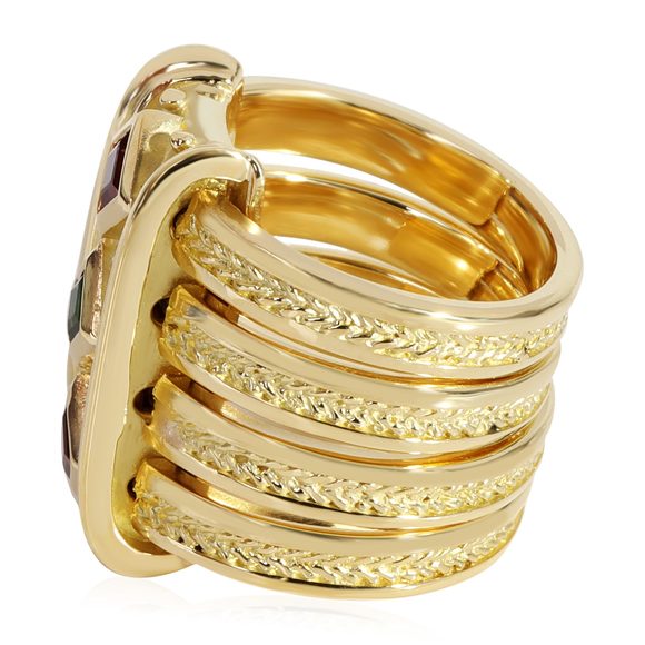 SeidenGang 4 Band Stack Pinky Ring with Peridot & Tourmaline - Picture 2 of 4